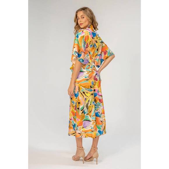 NEW LAVENDER BROWN adele tie front top shrug in nude orange - Picture 3 of 3